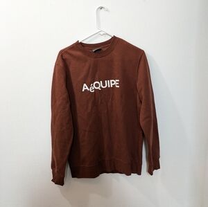 H&M Sweatshirt with Printed Design Aequipe Rust Brown Mens Medium